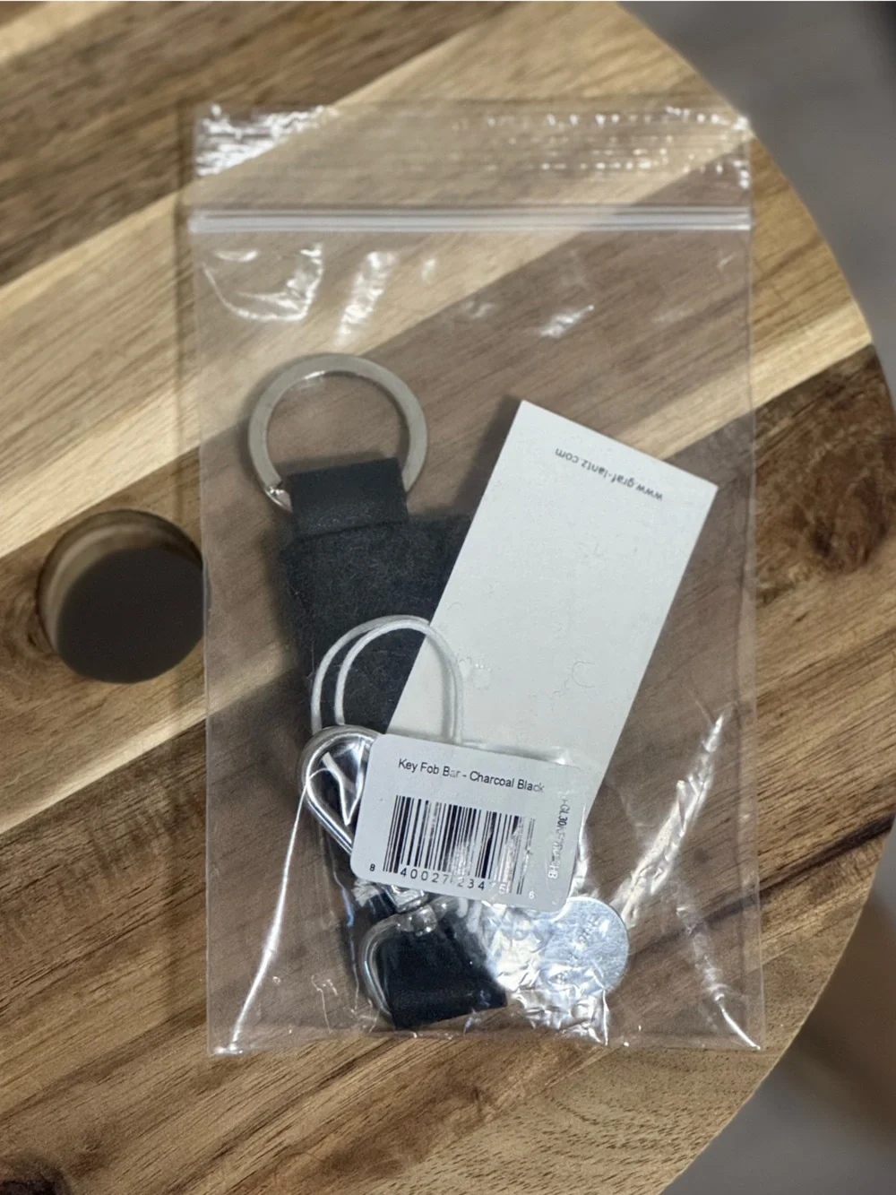 NWT Graf Lantz Merino Wool Bar Key Fob Charcoal Black